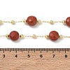 Natural Red Jasper Faceted Flat Round Beaded Chain Necklaces with Matte Brass Beads GG-CBA37F5-01G-01-5