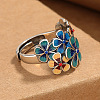 Floral Brass Enamel Finger Rings FS-WGF4391-01-4