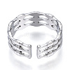 304 Stainless Steel Bamboo Shape Open Cuff Ring RJEW-N040-34-3