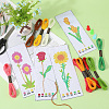 Gorgecraft 4 Sets 4 Style DIY Flower Bookmark Cross-Stitch Kit DIY-GF0009-28-4