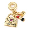 Rack Plating Brass Clear Cubic Zirconia Makeup European Dangle Charms KK-P287-34C-G-1