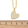 Brass Micro Pave Clear Cubic Zirconia Heart Pendant Necklaces for Women NJEW-M088-01G-01-3