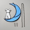 Moon with Dog Acrylic Pendant Decorations HJEW-WH0102-004-1