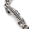 Ion Plating(IP) 304 Stainless Steel Feather Link Chain Bracelets for Men BJEW-B096-44AS-2