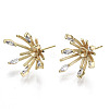 Brass Micro Pave Cubic Zirconia Stud Earring Findings X-KK-N233-045-NF-1