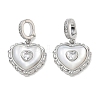 Brass Micro Pave Clear Cubic Zirconia Pendants KK-CBA61F8-06P-1