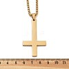 304 Stainless Steel Upside Down Cross Pendant Box Chain Necklaces NJEW-NH0001-07G-4