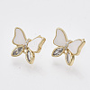 Brass Micro Pave Clear Cubic Zirconia Stud Earring Findings KK-T054-41G-NF-1