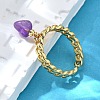 Brass Curb Chain Cuff Rings for Women RJEW-Z085-03G-03-3