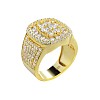 Square Alloy with Crystal Rhinestone Finger Rings FS-WG4A2D8-40-1