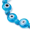 Mixed Gemstones Handmade Evil Eye Lampwork Beaded Stretch Bracelets BJEW-JB10208-4