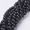 Natural Dyed & Heated Black Onyx Round Beads Strands X-GSR8mmC097-1
