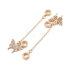 Rack Plating Butterfly Brass Clear Cubic Zirconia European Safety Chains KK-F879-19G-2