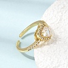 Adjustable Brass Micro Pave Cubic Zirconia Cuff Open Rings CU-CBABA66-04G-2