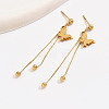 Fashionable Stainless Steel Butterfly Tassel Stud Earrings OD7151-3