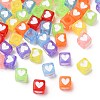 350Pcs 7 Colors Spray Painted Transparent Acrylic Beads OACR-FS0002-52-2