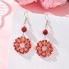 Flower Handmade Glass Seed Beads Dangle & Drop Earrings EJEW-MZ00679-02-1