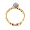 Double Pointed Hexagonal Prism Dyed & Heated Natural Blue Aventurine Adjustable Rings for Women RJEW-G327-01G-07-3