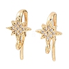 Brass Micro Pave Clear Cubic Zirconia Star Earring Hooks LS-KK-A274-06G-1