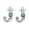 Synthetic Turquoise & Alloy Pendants PALLOY-H146-01AS-J-1