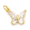 Rack Plating Brass Micro Pave CLear Cubic Zirconia Charms KK-Q814-04G-1