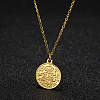 Stylish Stainless Steel Flat Round Coin Pendant Necklaces for Women Daily Wear JJ2205-2-1