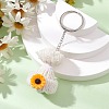 Braided Nylon Thread 
Resin Wood Sunflower Hat Keychains KEYC-JKC01168-1