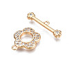 Brass Micro Pave Clear Cubic Zirconia Toggle Clasps X-KK-Q278-013-NF-4