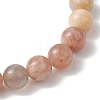 8mm Natural Sunstone Round Beaded Stretch Bracelets BJEW-TA00530-4