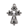 Cross Theme Brass Micro Pave Clear Cubic Zirconia Pendants ZIRC-I067-04B-02-1