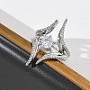 Brass Micro Pave Cubic Zirconia Cuff Open Rings for Women RJEW-L343-09P-01-3