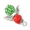 Red Rose Flower Resin & Glass Seed Beads Pendants PALLOY-MZ00289-02-5