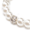 ABS Plastic Imitation Pearl  & Rhinestone Beaded Stretch Bracelet with Alloy Charm for Women BJEW-JB08526-04-6