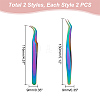 Unicraftale 4Pcs 2 Style 430 Stainless Steel Eyelash Tweezers Clips MRMJ-UN0001-011-3