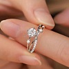 Retro Brass Micro Pave Clear Cubic Zirconia Finger Rings for Women FS-WG492FF-01-1