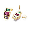 Cubic Zirconia Rectangle Dangle Stud Earrings X-EJEW-N011-53-01LG-2