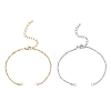 2Pcs 2 Colors 304 Stainless Steel Singapore Chain Bracelet Making AJEW-JB01345-1