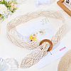 Cloth Woven Rhombus with Wood Chain Belts for Women AJEW-WH20019-125B-4
