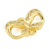 Brass Micro Pave Clear Cubic Zirconia Connector Charms KK-L219-07G-2