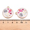 Printed Rack Plating Alloy Enamel Pendants ENAM-T020-02E-3