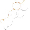 2Pcs 2 Colors Alloy Satellite Chains Finger Ring Bracelets for Women BJEW-CY0001-09-1