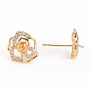 Brass Micro Pave Clear Cubic Zirconia Stud Earring Findings KK-S356-239-NF-3