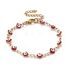 Enamel Rhombus with Evil Eye Link Chains Bracelet BJEW-P271-03G-2