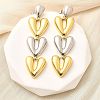 Heart Brass Dangle Stud Earrings EJEW-F358-01GP-1