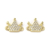 Rack Plating Brass Micro Pave Clear Cubic Zirconia Crown Connector Charms KK-C052-39G-1