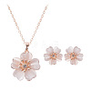 Flower Alloy Cat Eye Pendant Necklaces & Stud Earrings Sets FS-WG11189-01-4