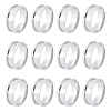 Unicraftale 12Pcs Stainless Steel Grooved Finger Ring Settings STAS-UN0038-94C-1
