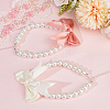 2Pcs 2 Colors Glass Pearl Beaded Necklaces NJEW-DR00005-4
