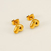 Chunk Letter 304 Stainless Steel Stud Earrings for Women EJEW-G386-01P-G-1