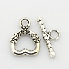 Tibetan Style Alloy Heart Toggle Clasps PALLOY-J471-27AS-1
